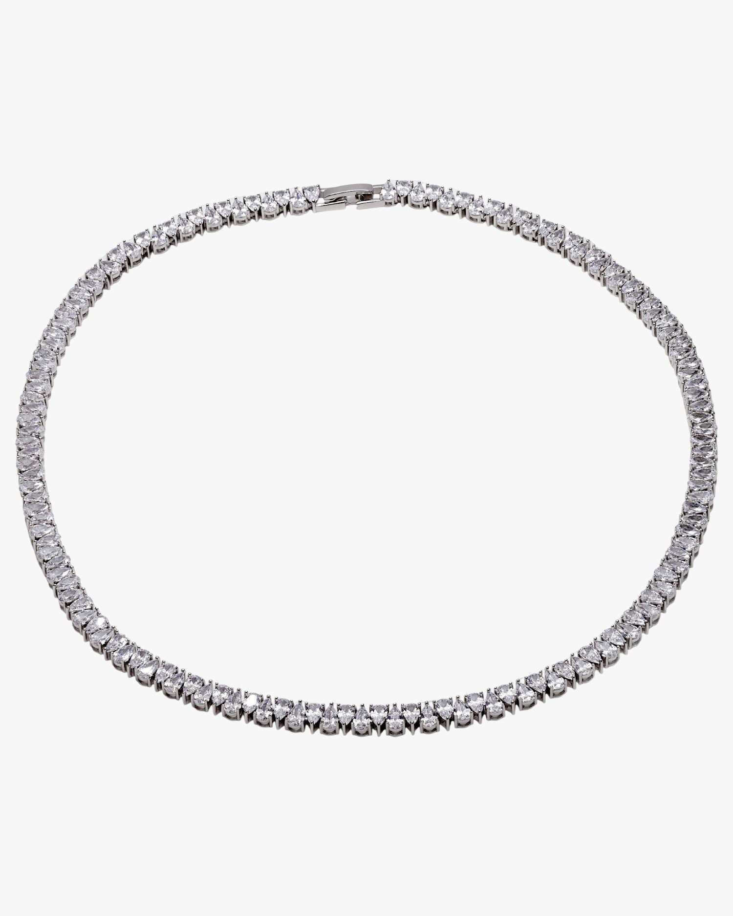 Collar tenis de plata con circonitas blancas talla pera