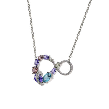 Collar de plata con colgante multicolor lila turquesa y rosa