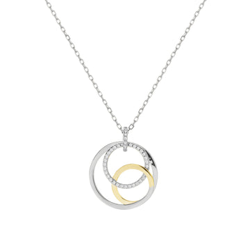 Collar bicolor de plata con circonitas diseño circulares