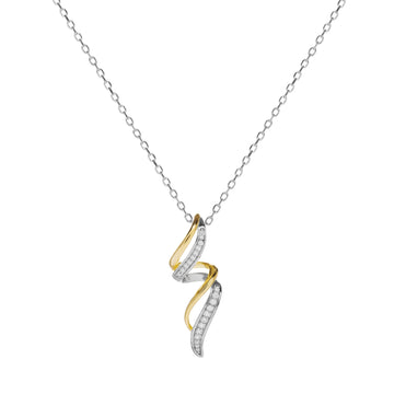 Colliers bicolores en argent avec zircon cubique à motif spirale