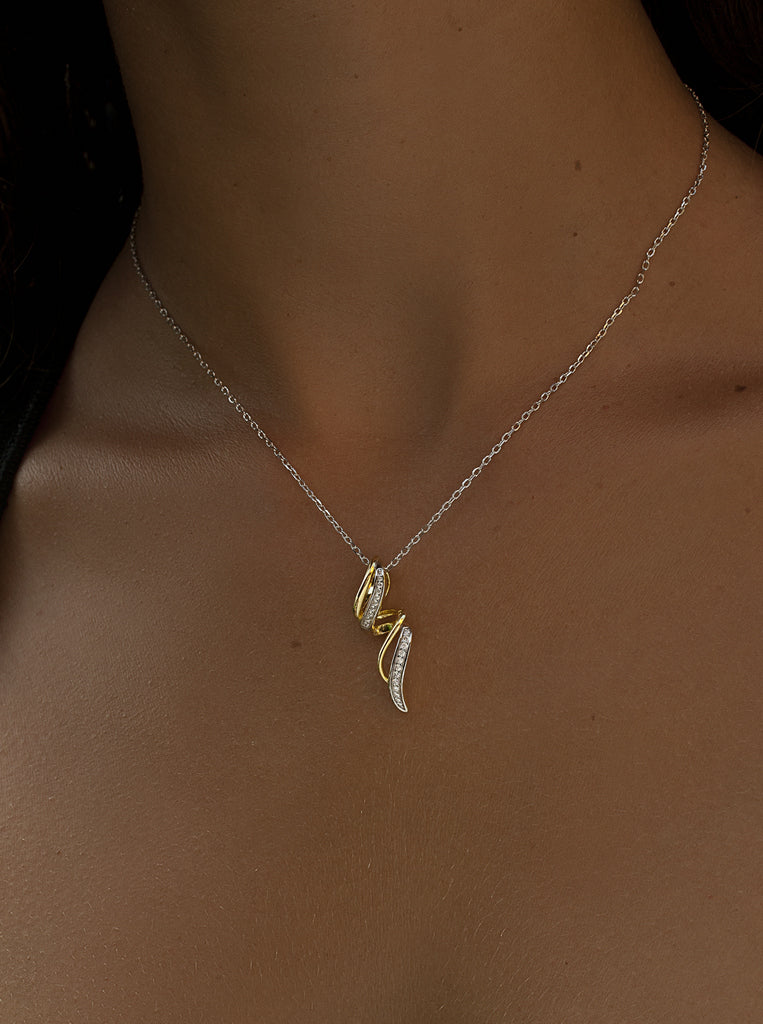 necklaces two tone silver with zirconias design spiral