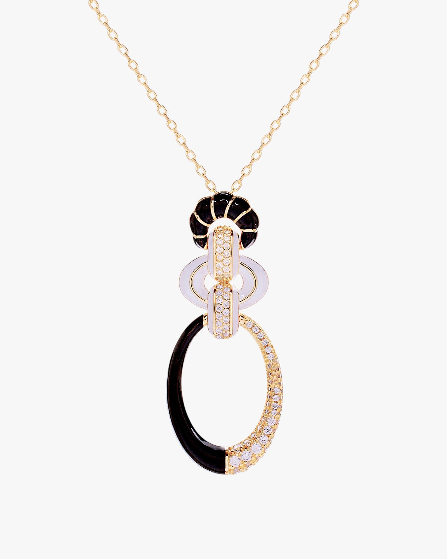 Collar de plata con colgante esmaltado blanco y negro