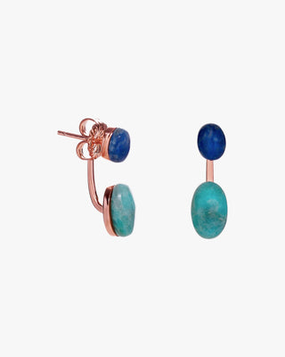 Pendientes de plata tono oro rosa con piedras azules