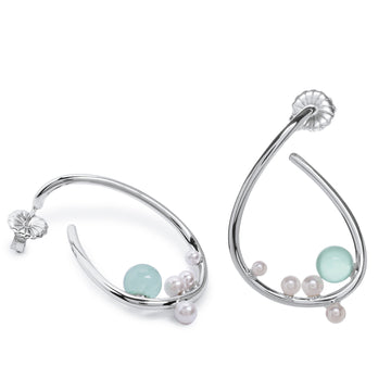 Pendientes originales de plata con perlas y piedra turquesa