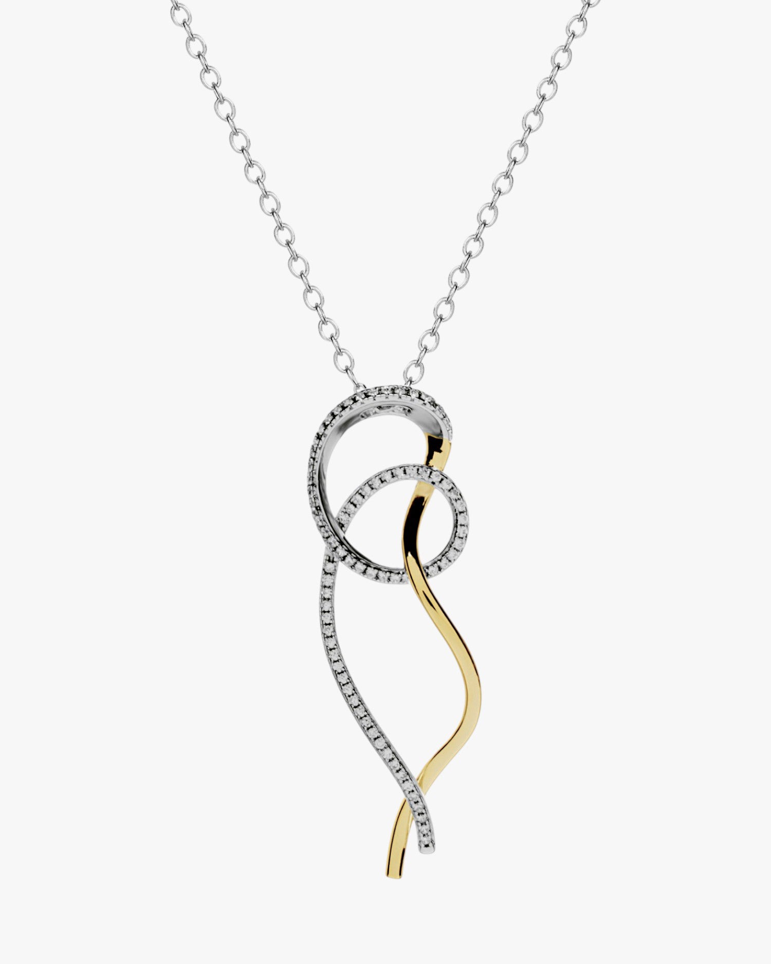 Original two-tone silver necklace with cubic zirconia