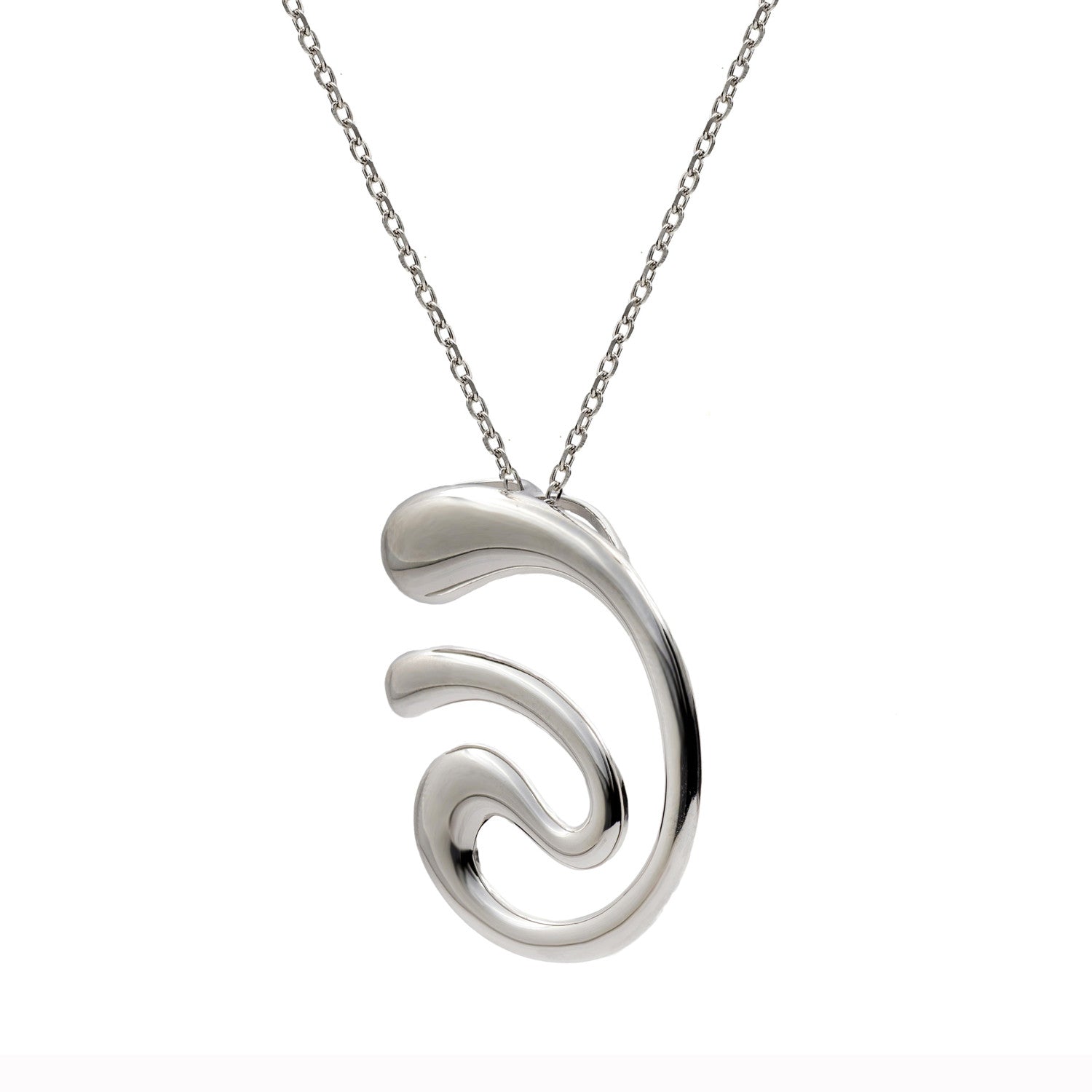 Collar original de plata con diseño de espiral