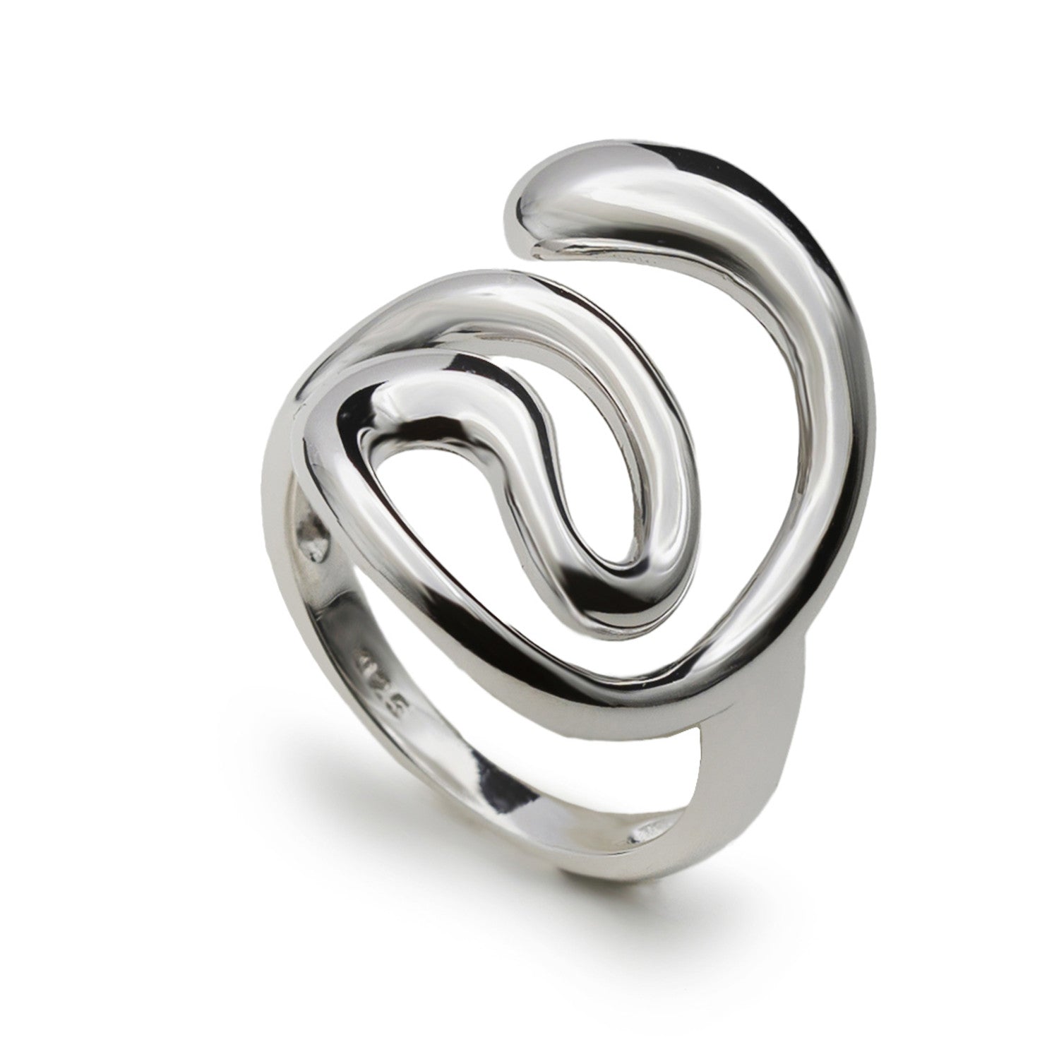 Anillo original de plata con diseño de espiral