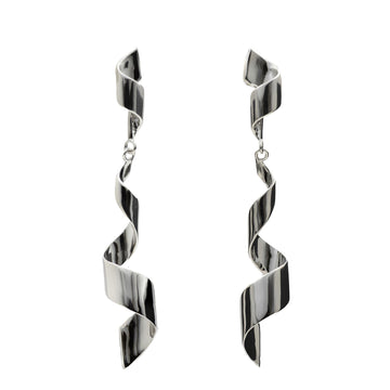 Pendientes largos originales de plata diseño serpentina