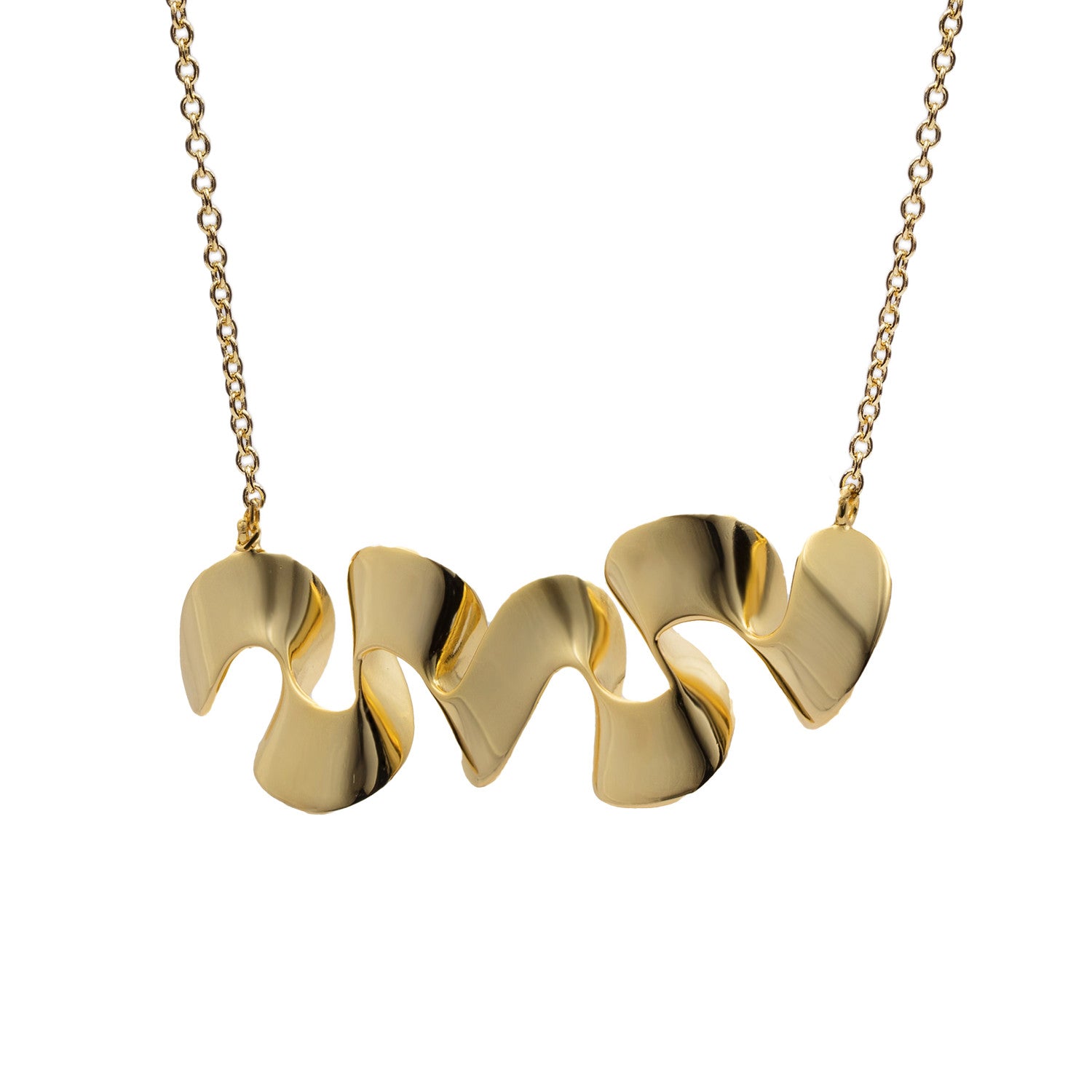 Collar de plata bañada en oro diseño espiral