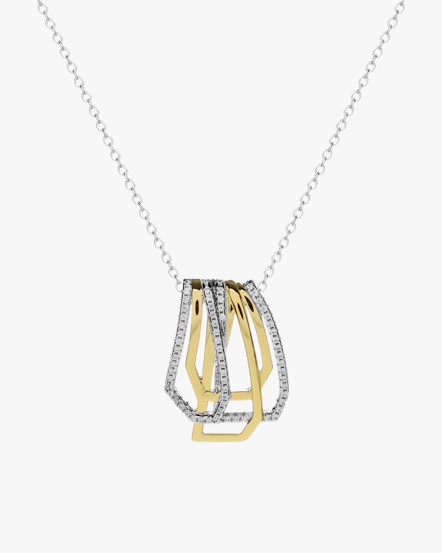 Two-tone structural design silver necklace