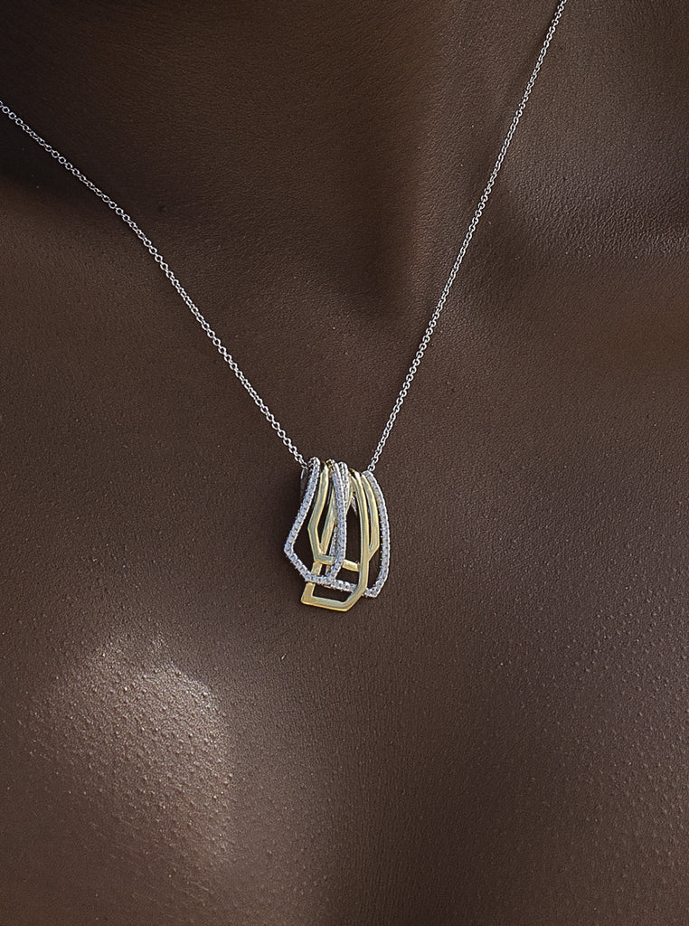 Two-tone structural design silver necklace