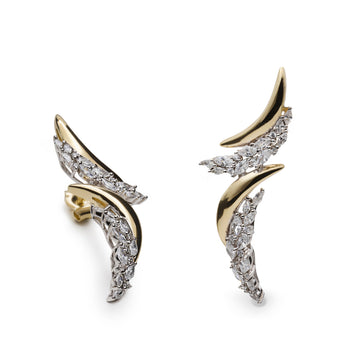Elegant two-tone gold-plated silver earrings