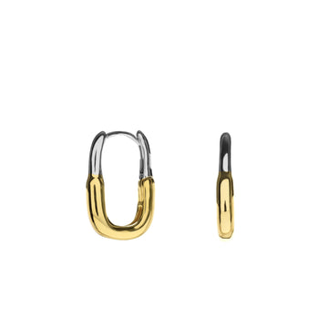 Pendientes aro de plata bicolor diseño ancho rectangular