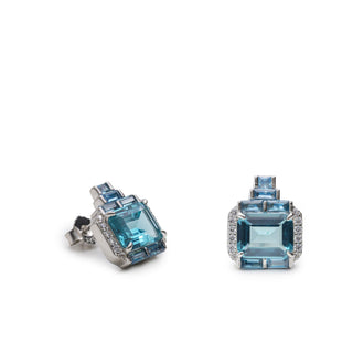 Pendientes de plata con piedras turquesa y azul hielo