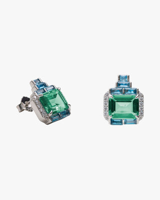 Pendientes de plata con piedras verde y azul hielo