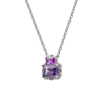 Colgante de plata con piedra lila y detalle fucsia