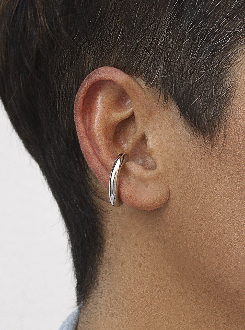 Manchette d'oreille minimaliste en argent, très grande taille