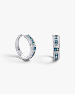 Silver earrings with blue and green stones