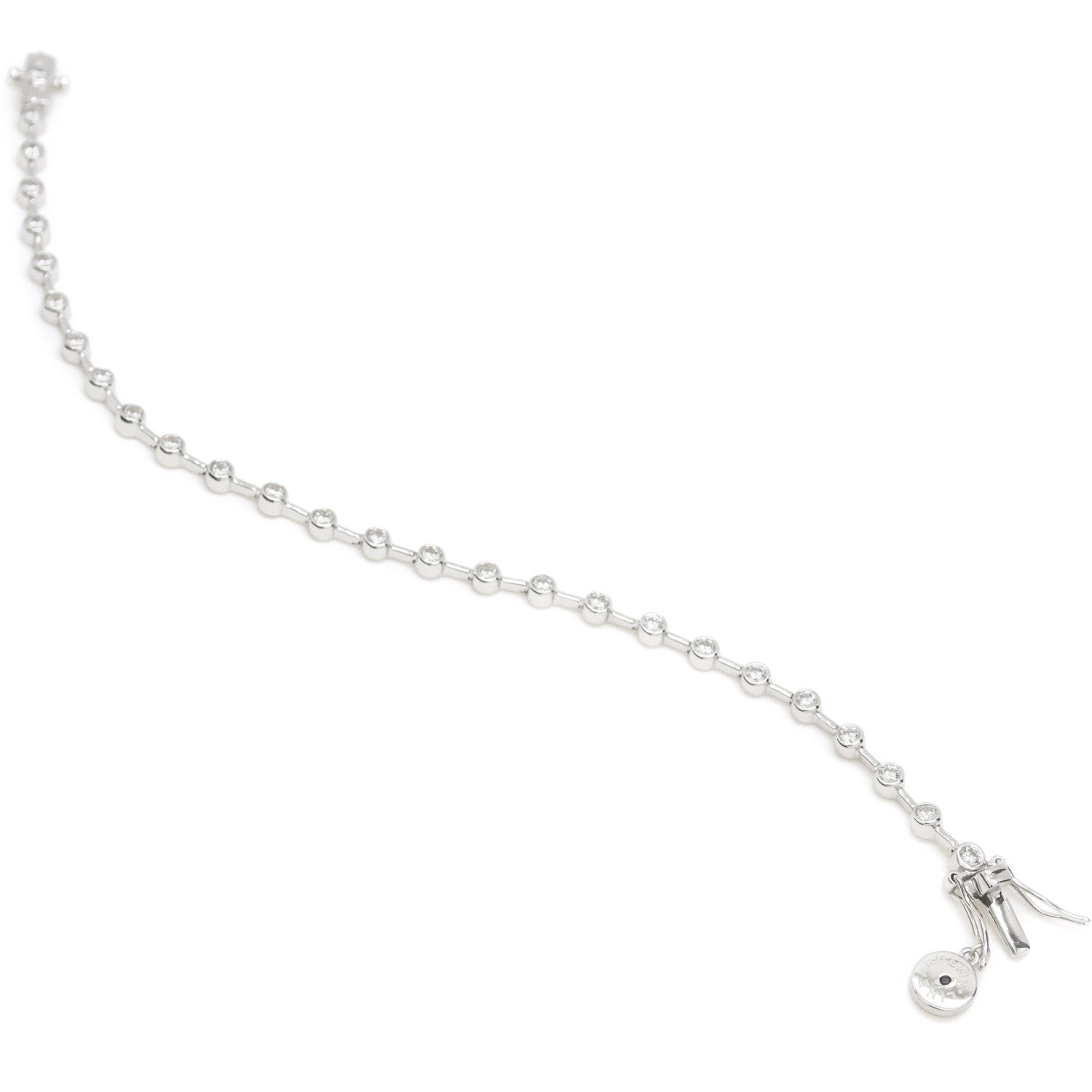 Pulseras finas en plata diseño circular con circonitas