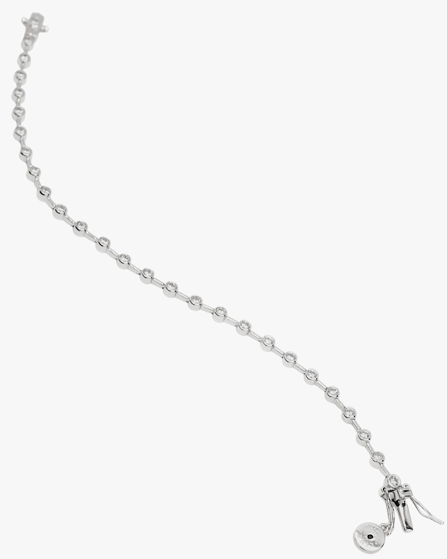 Pulseras finas en plata diseño circular con circonitas