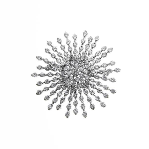 Broche de plata con diseño de estrella con circonitas