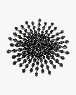 Broche de plata en rodiom negro con diseño de estrella con circonitas