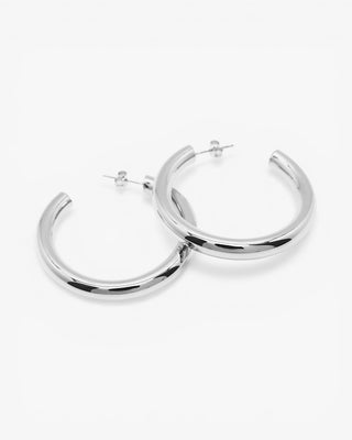 Pendientes aro de plata grandes diseño tubo semiabiertos