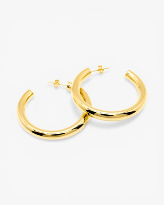 Pendientes aro de plata grandes diseño tubo dorados