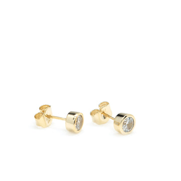 Pendientes botón de plata pequeños diseño circular con circonita