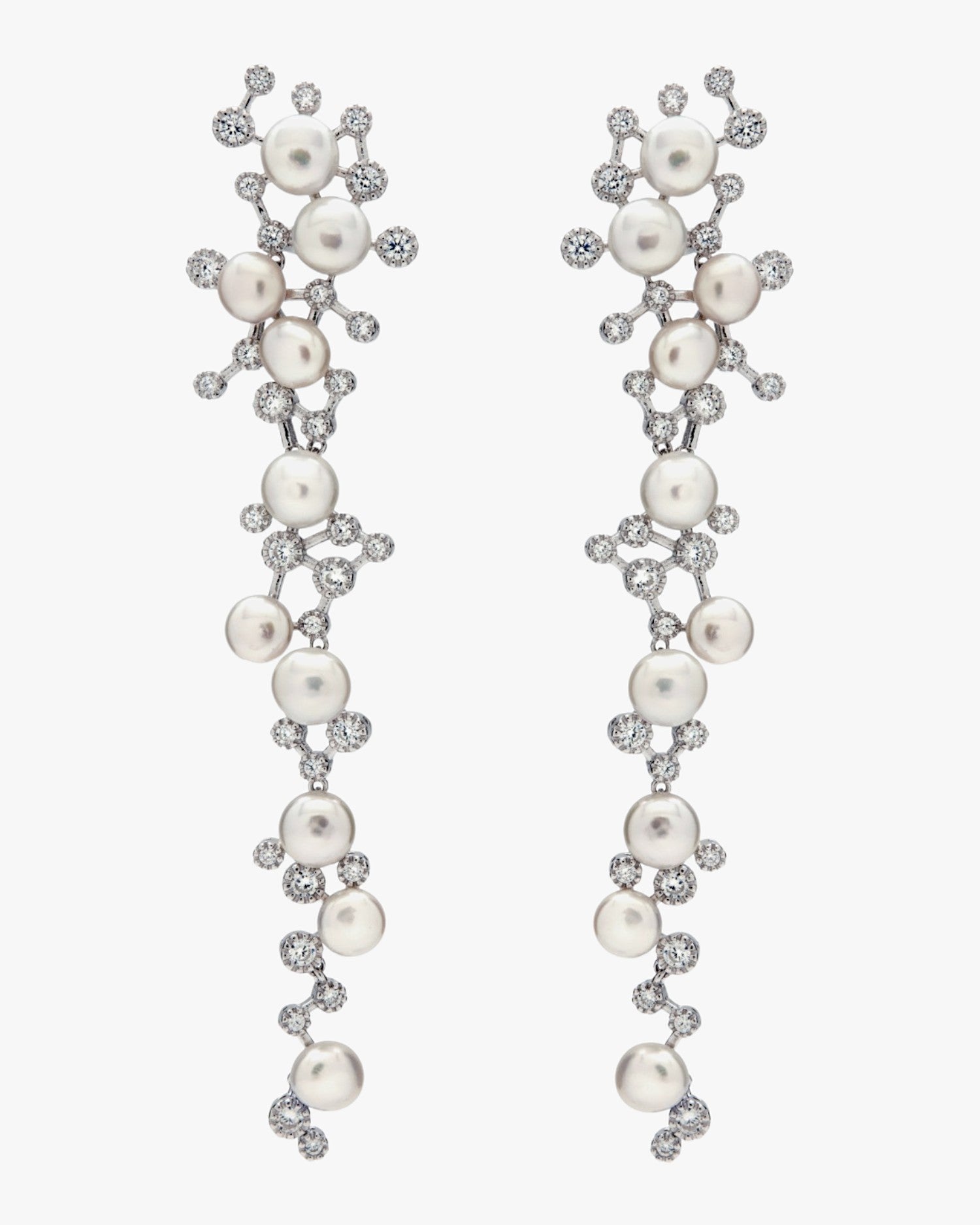 Boucles d'oreilles longues en perles, modèle nuptial ornées de zirconiums cubiques