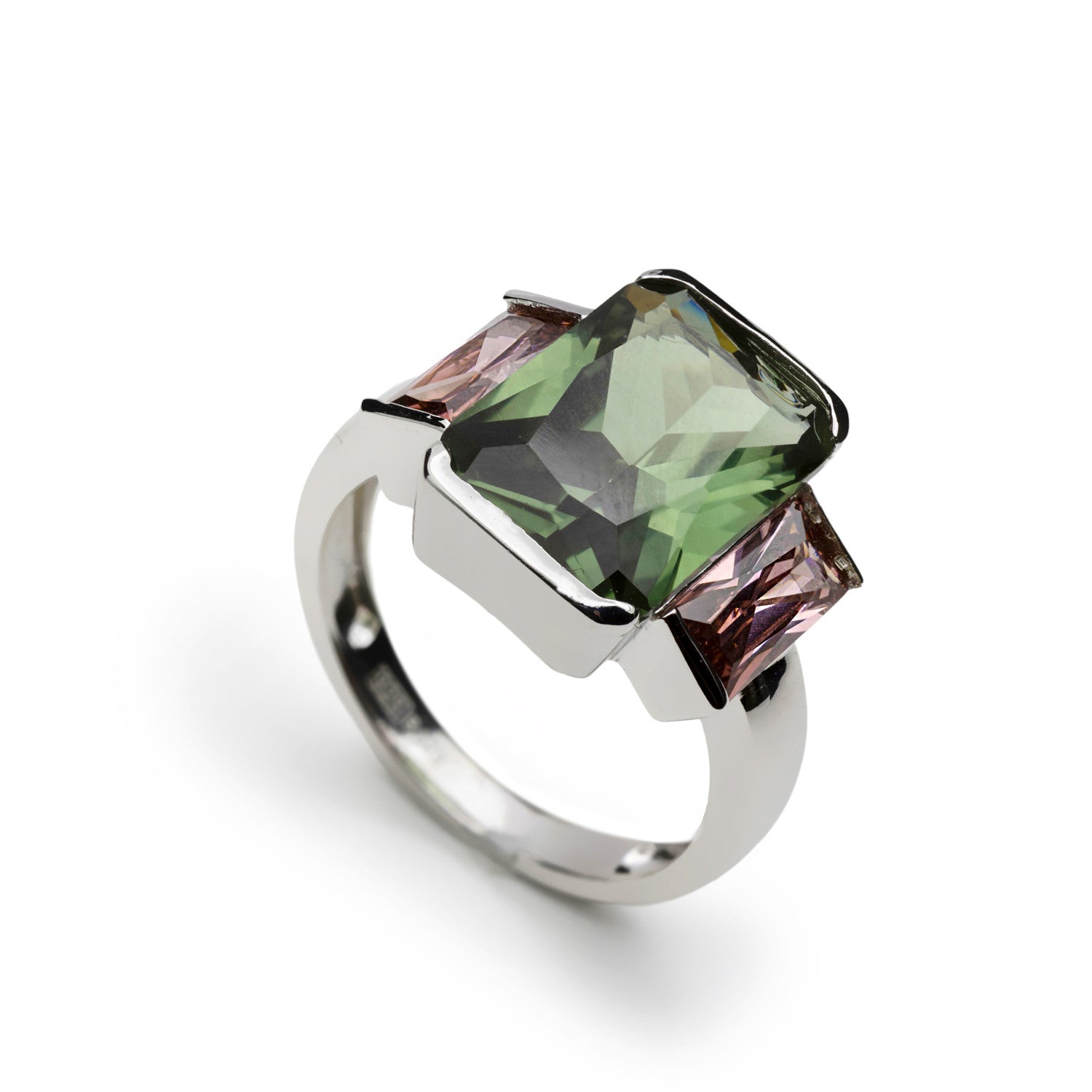 Anillo con piedras cuadradas en tonos tierra-LINEARGENT