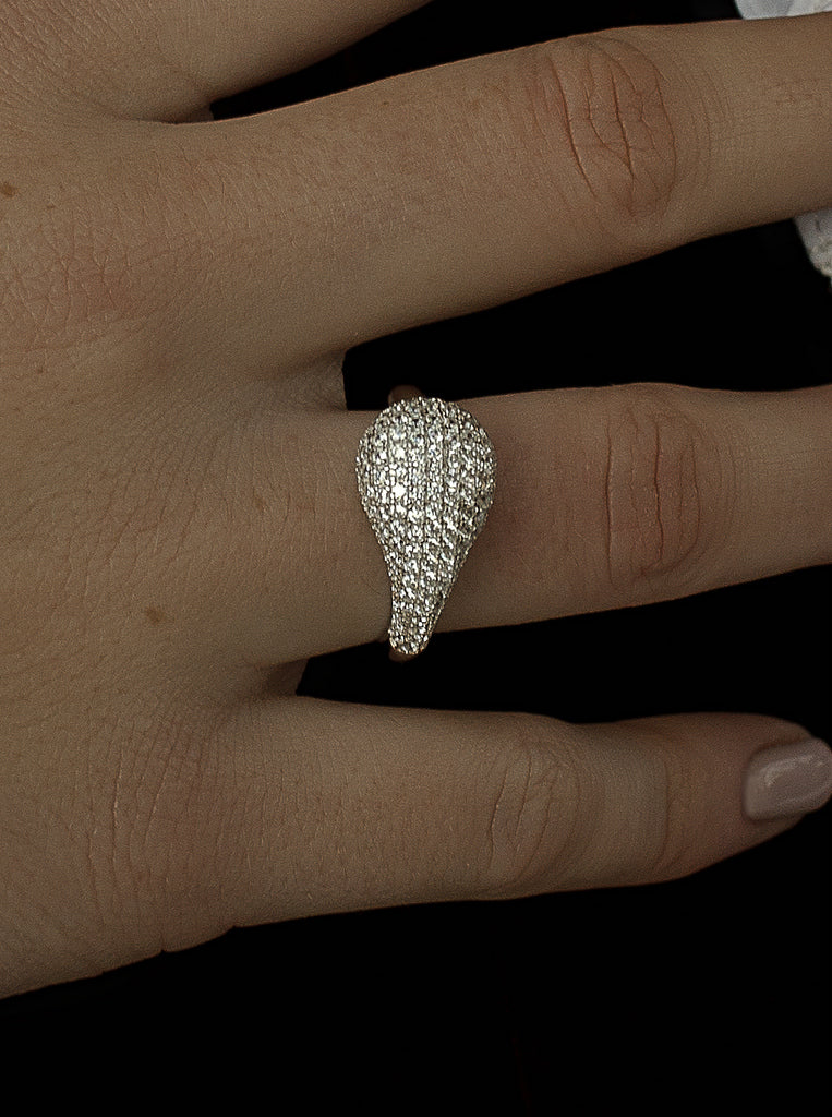 Anillo de plata en forma de gota mini con circonita-LINEARGENT