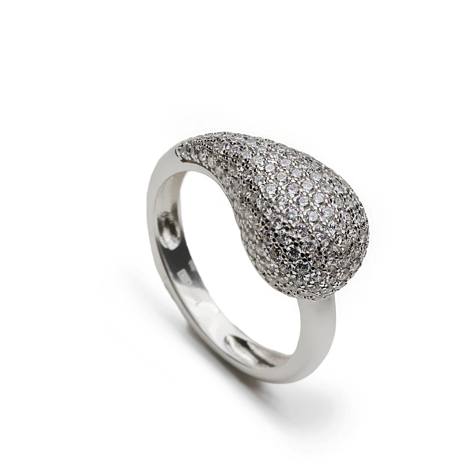 Anillo de plata en forma de gota mini con circonita-LINEARGENT