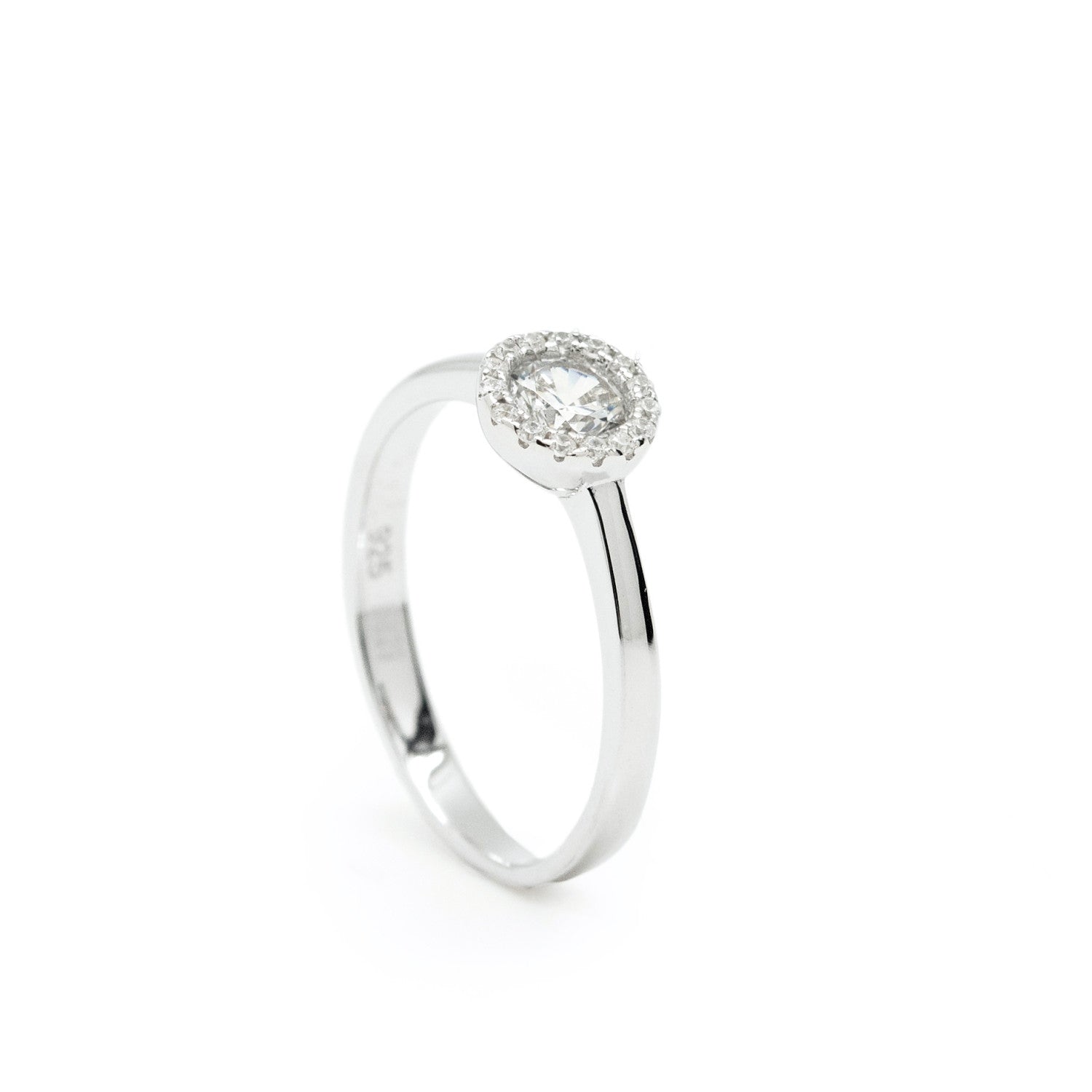 Anillo solitarios diseño de cuarzo adamantino central-LINEARGENT