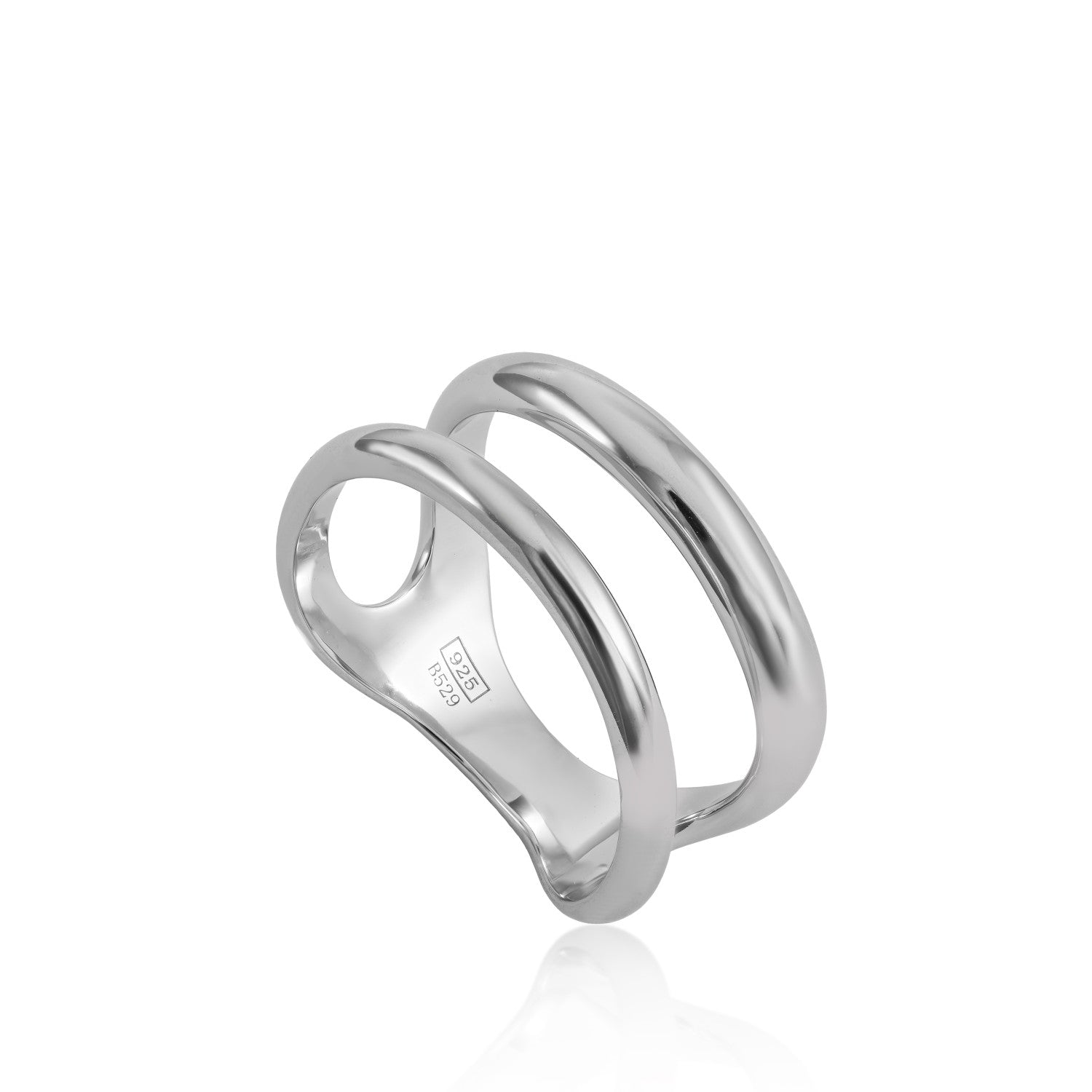 Anillos anchos de plata diseño doble raíl-LINEARGENT