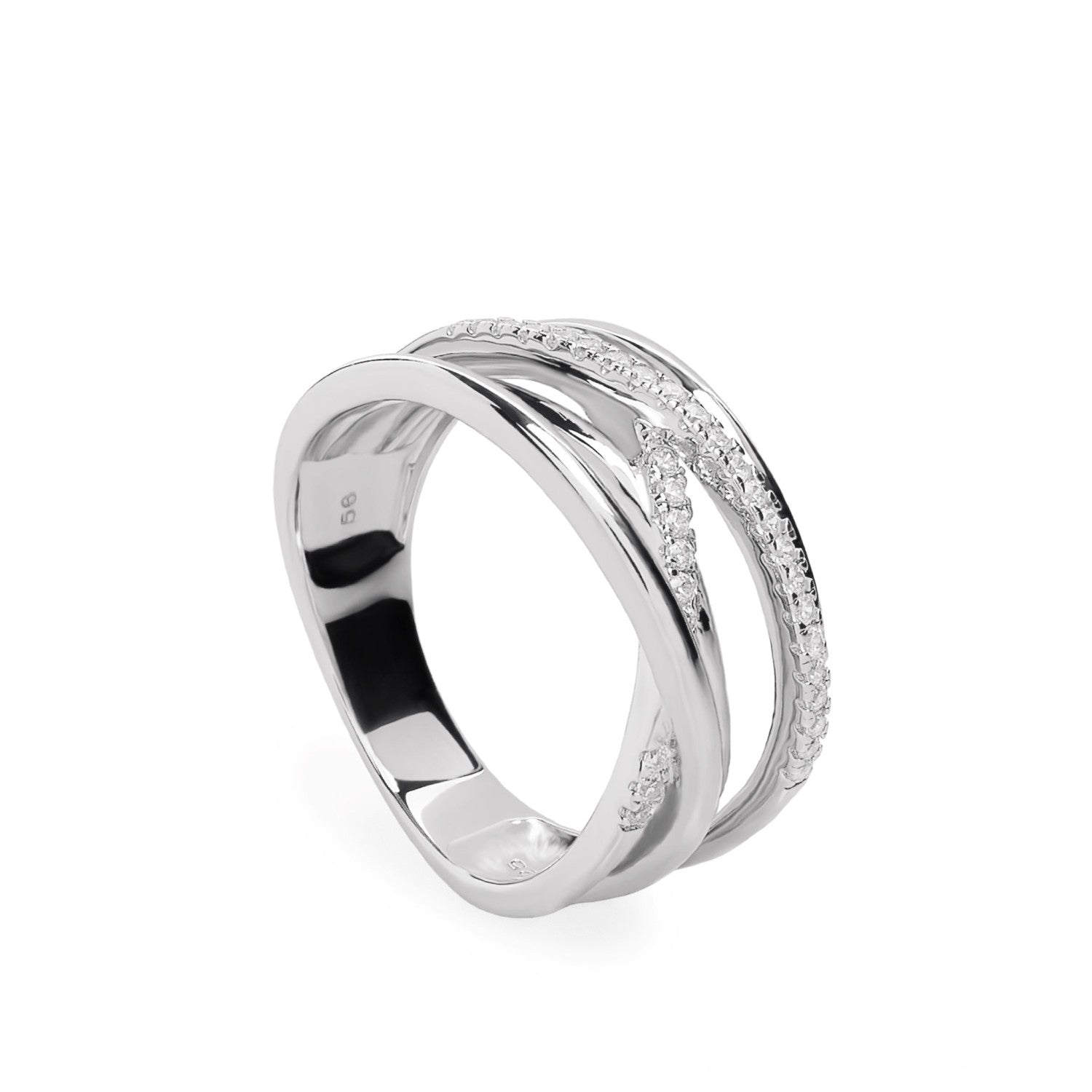 Anillos anchos diseño de varios raíles con circonitas