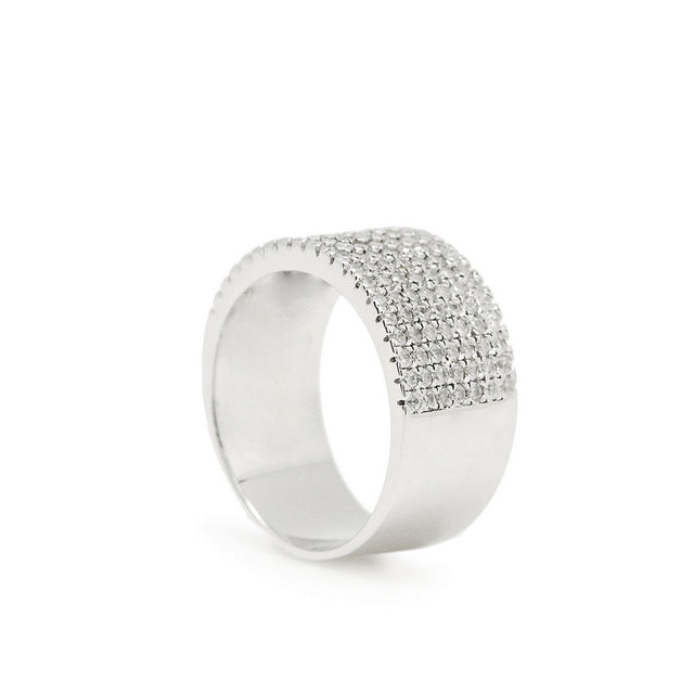 Anillos circonitas con diseño ancho y elegante-LINEARGENT