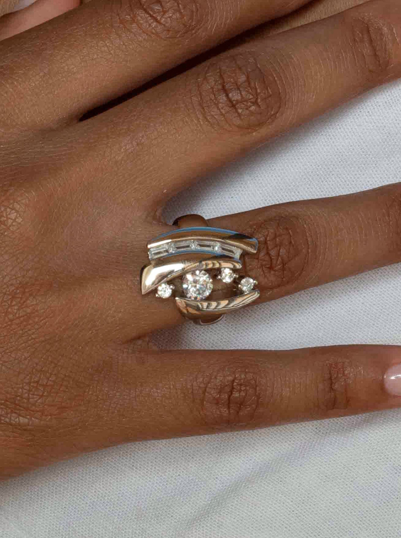 Anillos circonitas de plata diseño cuatro circonitas