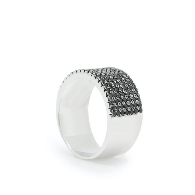 Anillos circonitas en tono negro y diseño ancho-LINEARGENT