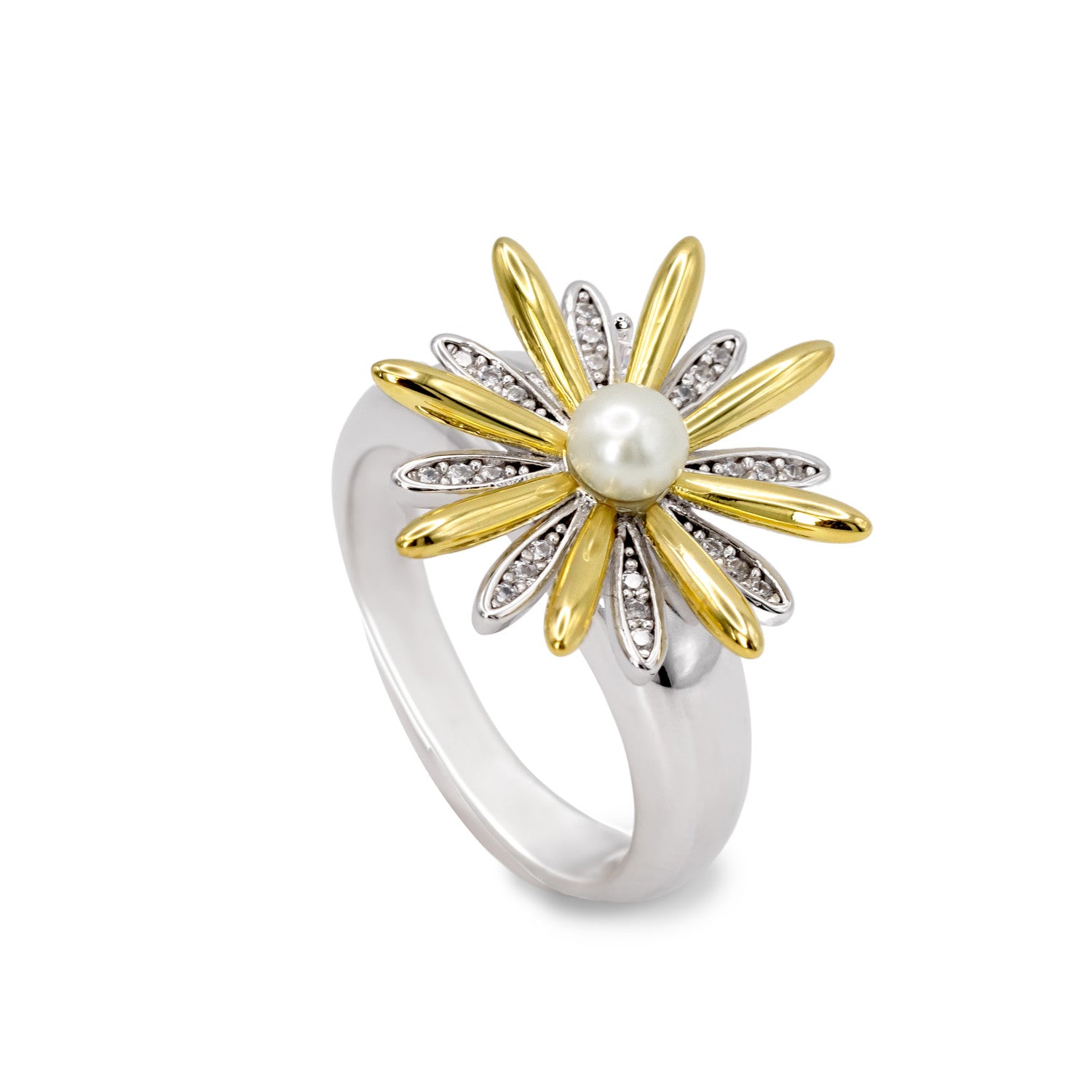 Hanging Rings two tone silver with design LINEARGENT