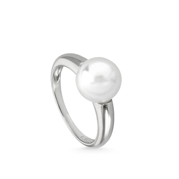 Anillos con perlas de plata estilo clásico con perla central
