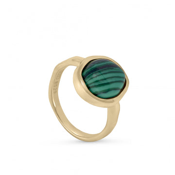 Anillos con piedras baño oro motivo central malaquita