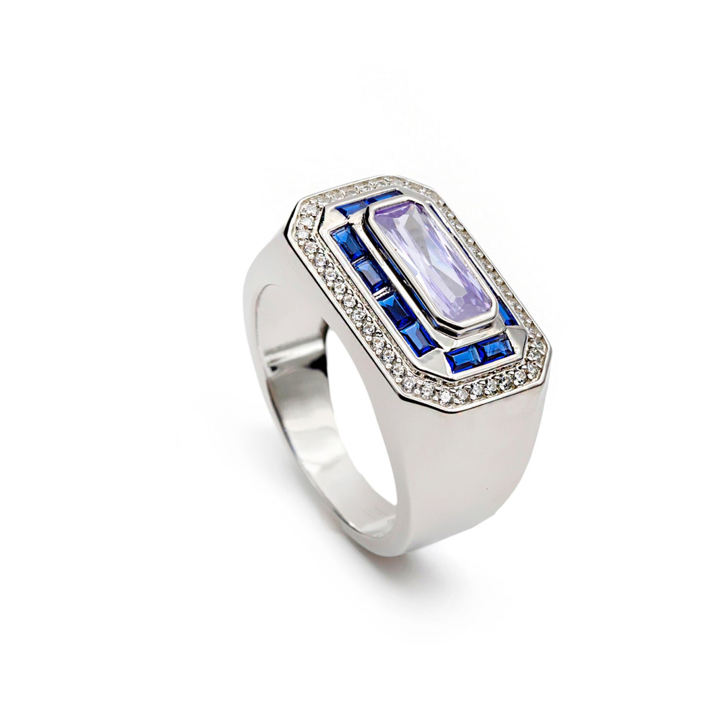 Anillos con piedras con gema central en tono lavanda-LINEARGENT