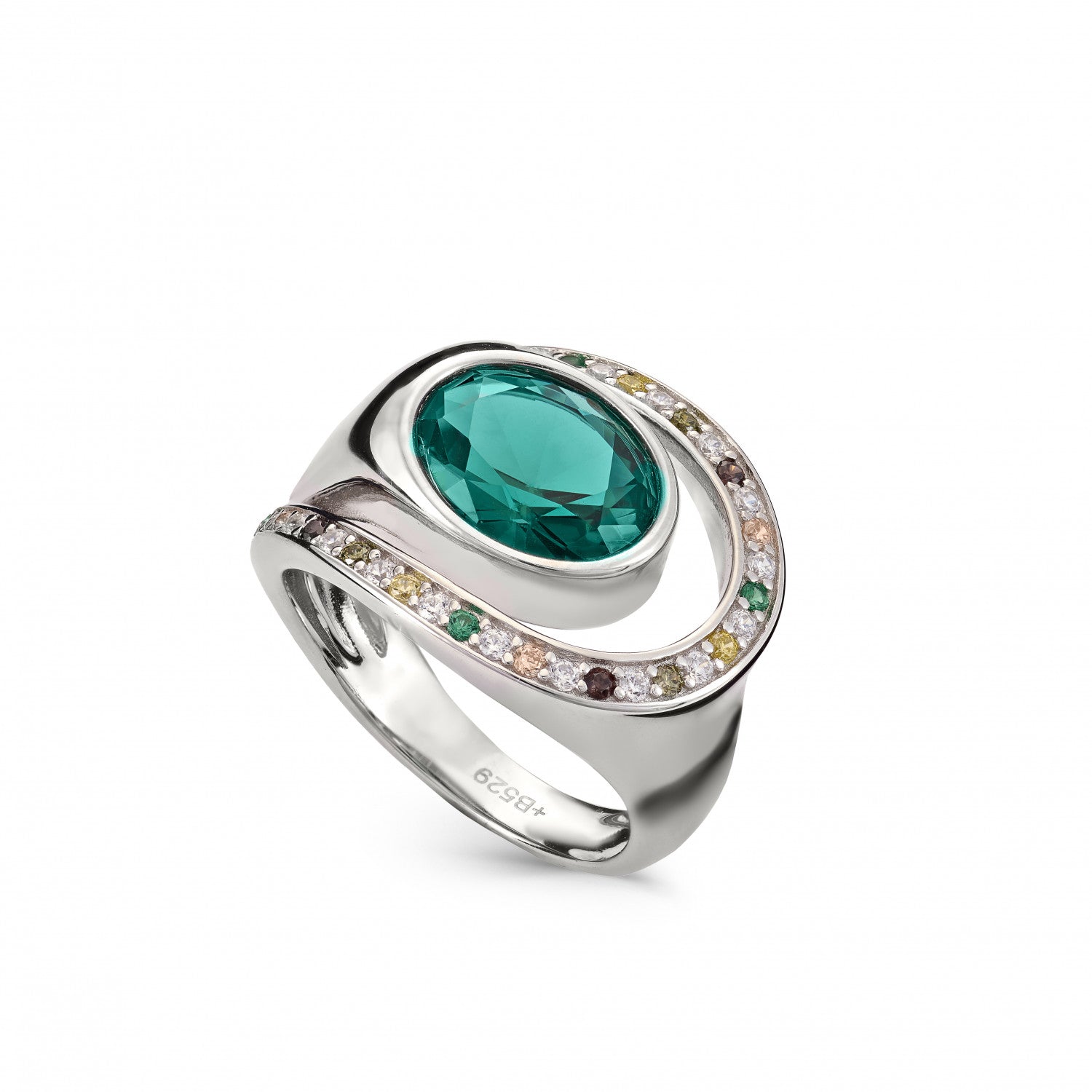 Anillos con piedras de colores diseño de gema central-LINEARGENT