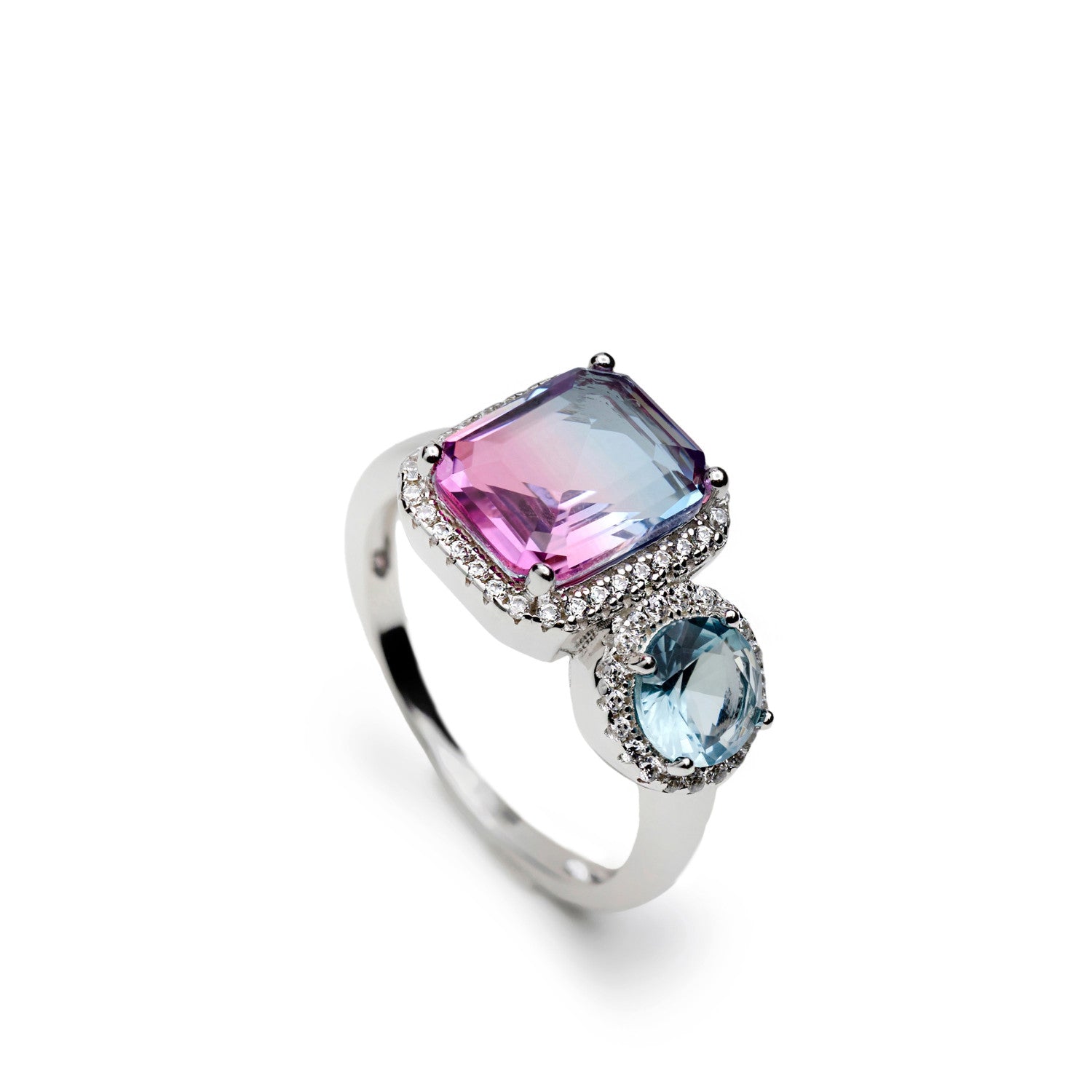 Rings with stones of colours in tones Blue and Pink