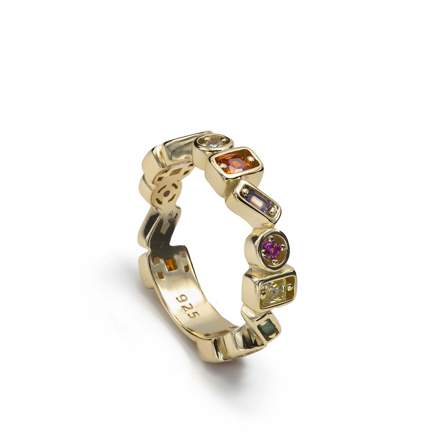 Anillos con piedras de diseño geometrico multicolor-LINEARGENT