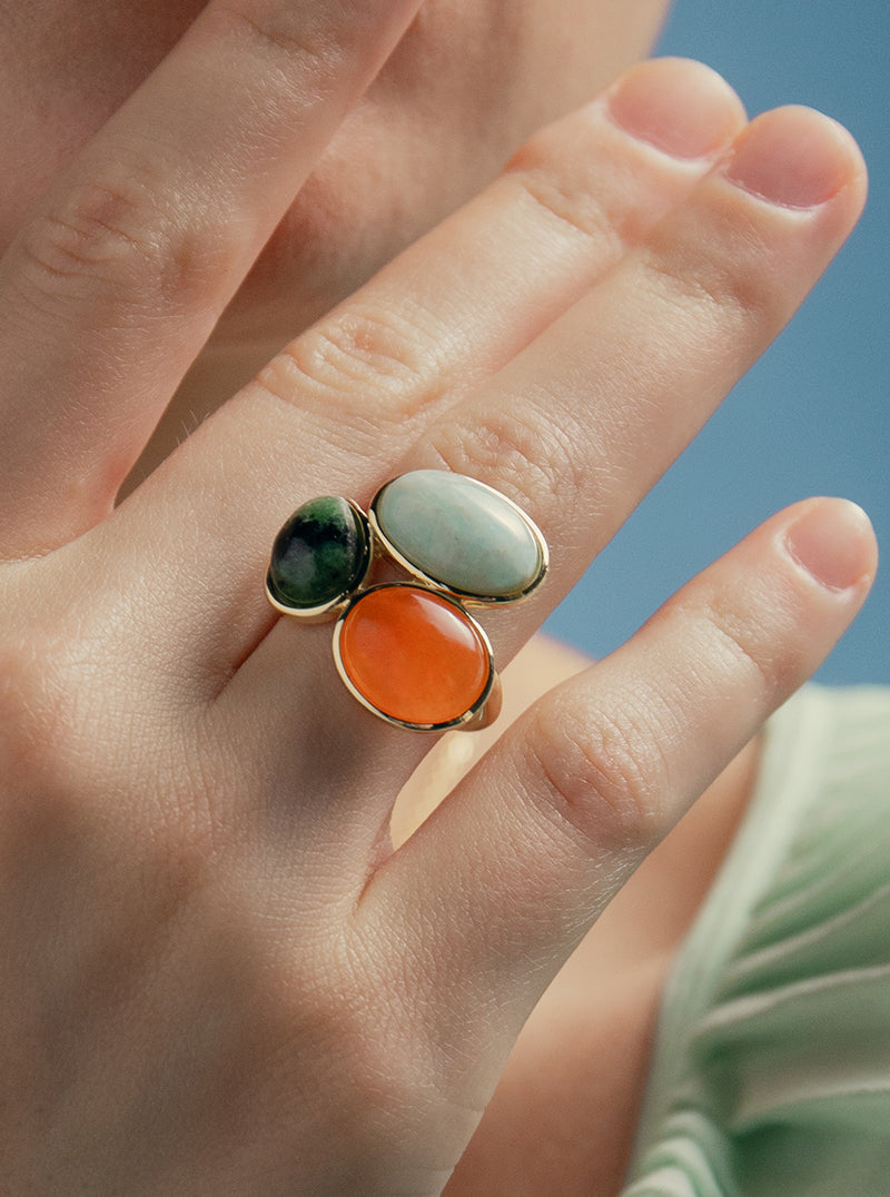 Anillos con piedras de plata en tono nature-LINEARGENT