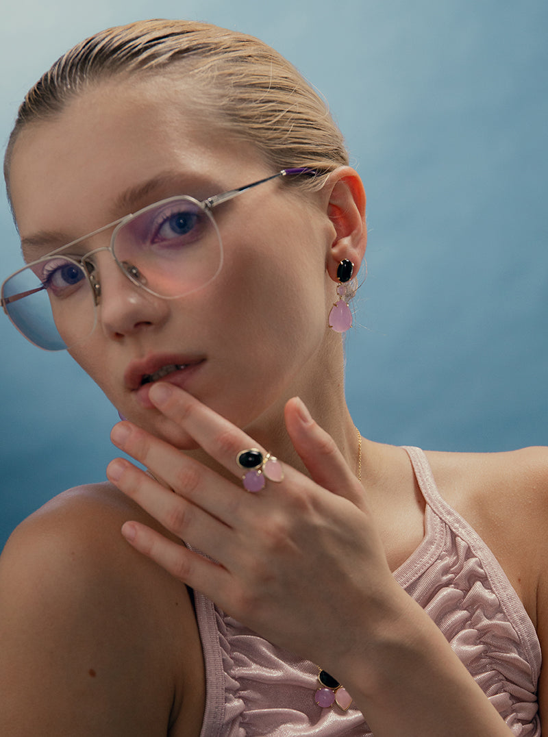 Anillos con piedras de plata en tonos morados-LINEARGENT