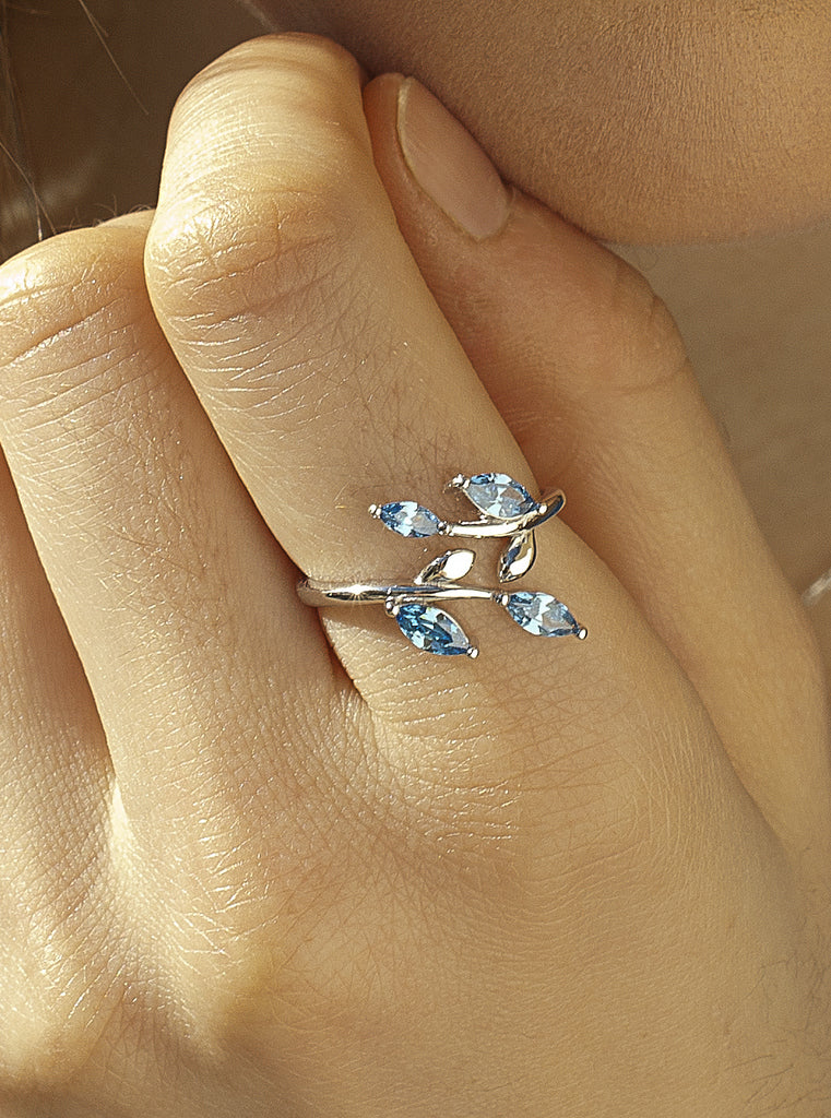 Anillos con piedras diseño garden tono azul-LINEARGENT