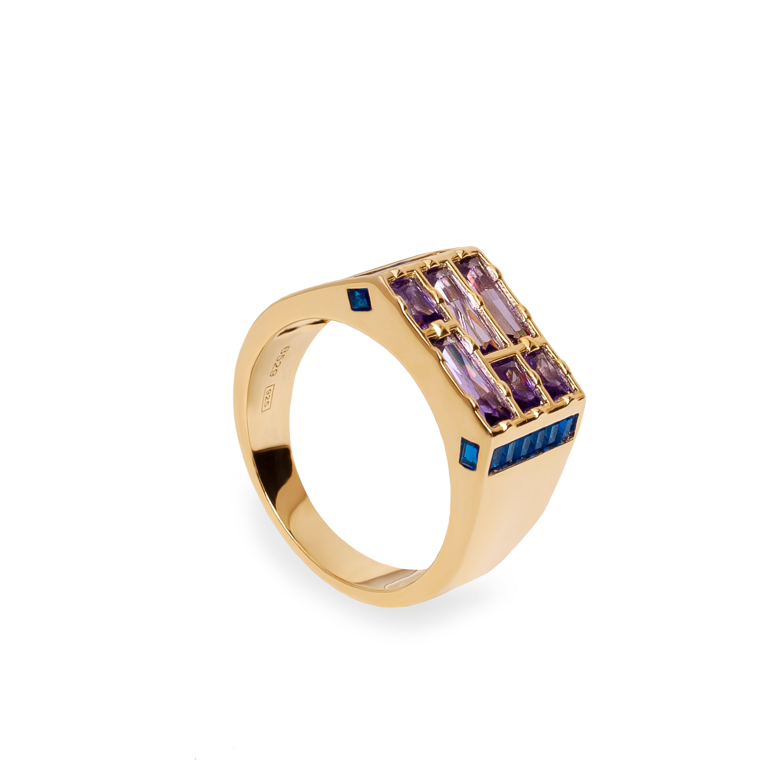 Anillos con piedras en tono amatista y zafiro-LINEARGENT